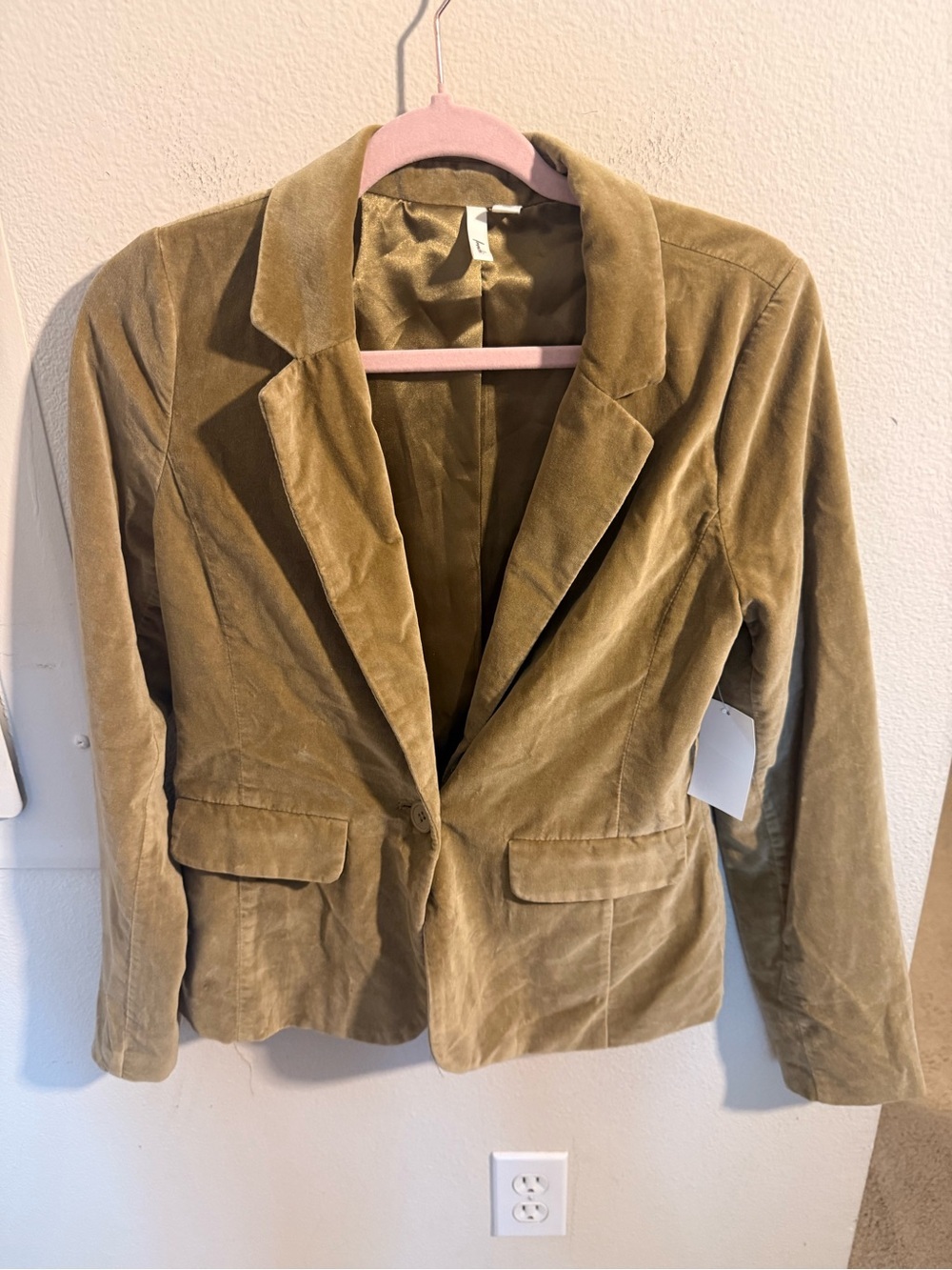 Frenchi Olive Velvet Blazer Jacket